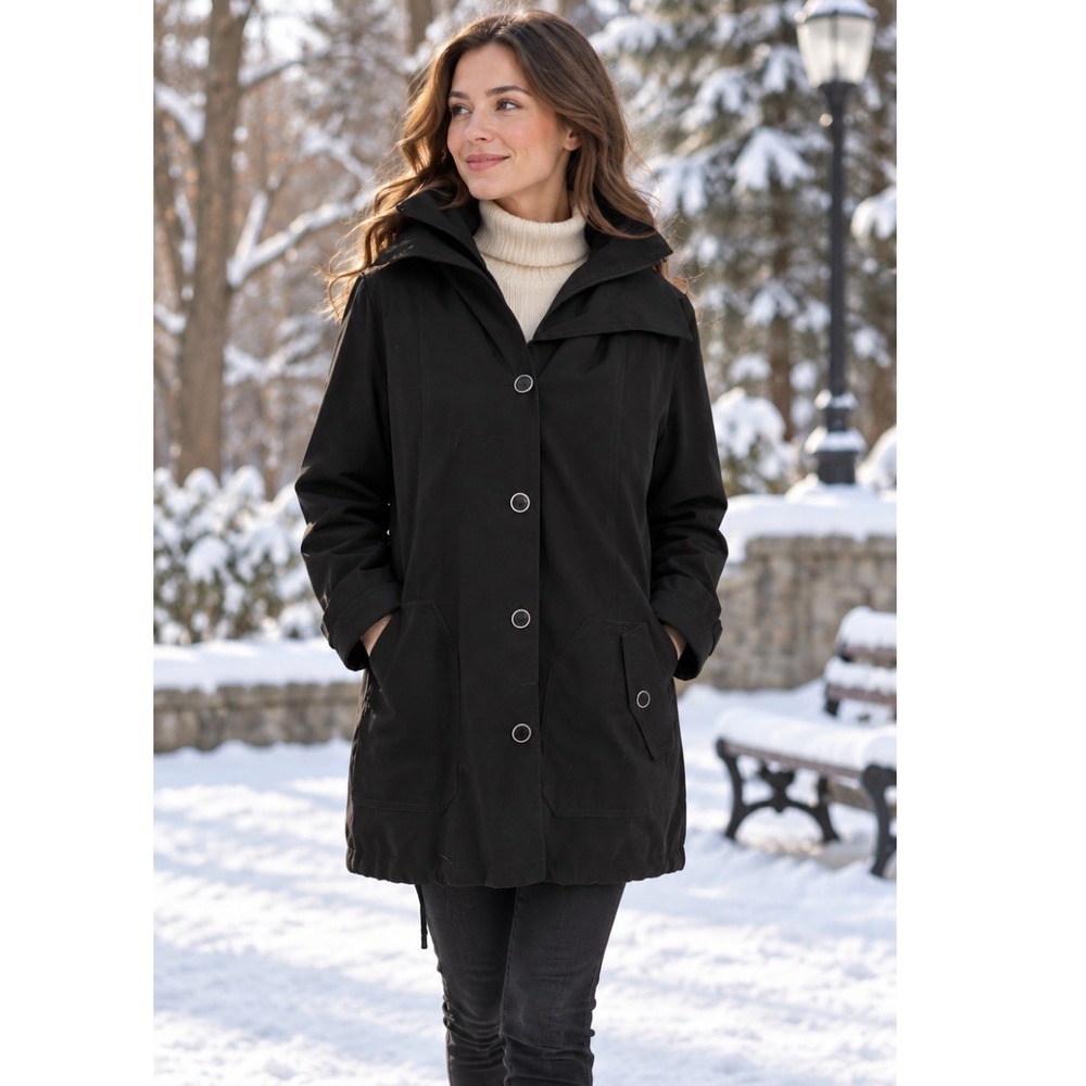 Gallery women's coat Size Med Black‎ Removeable Hood